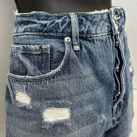 Good American Blue Distressed Jean Shorts 4/27
